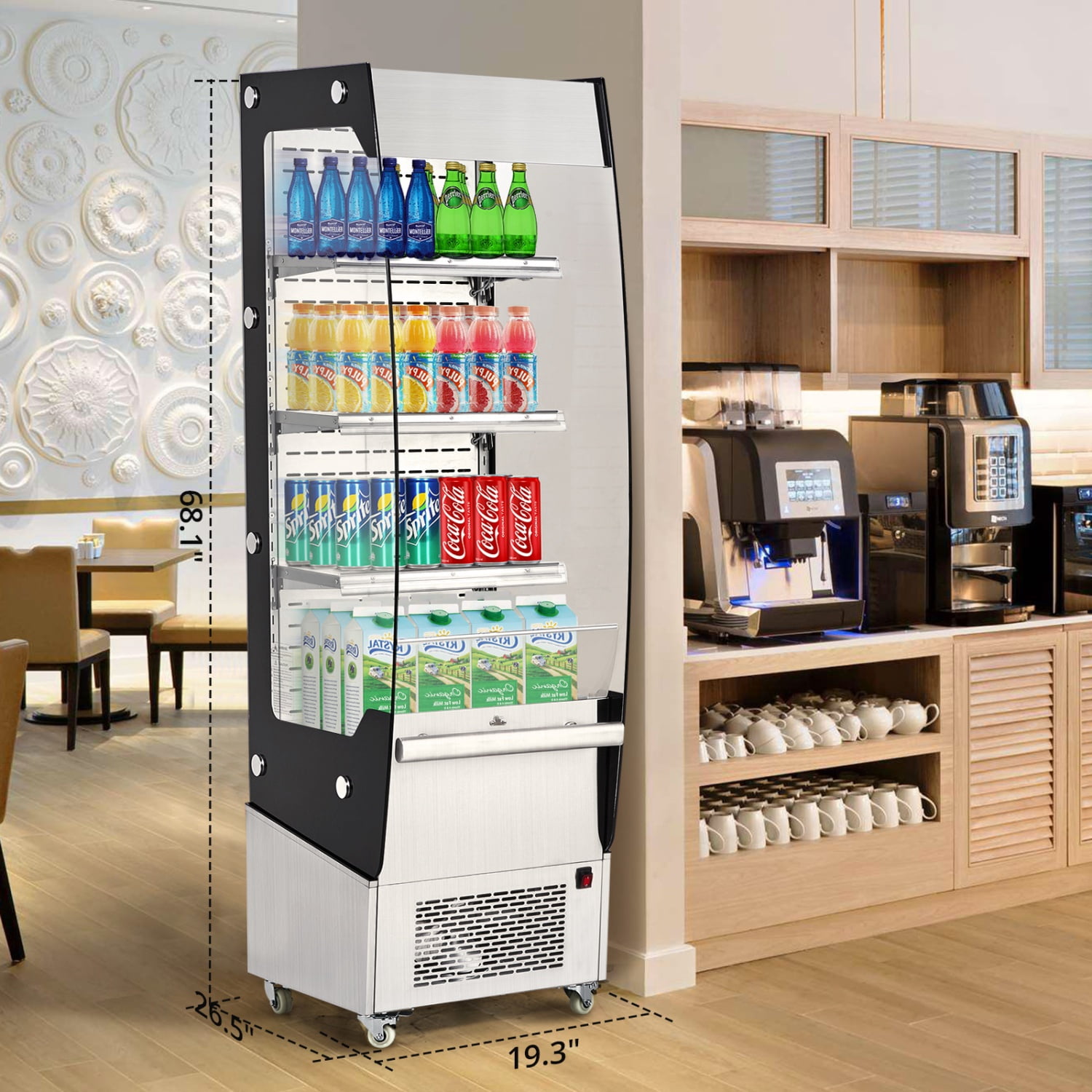 110v Commercial Refrigerator Display Case, 7.8 Cu.FT Display Fridge Single-Door Pastry Cake Display Case with Interior LED Lighting, Double-Layered Glass Commercial Countertop Bakery Display Refrigera