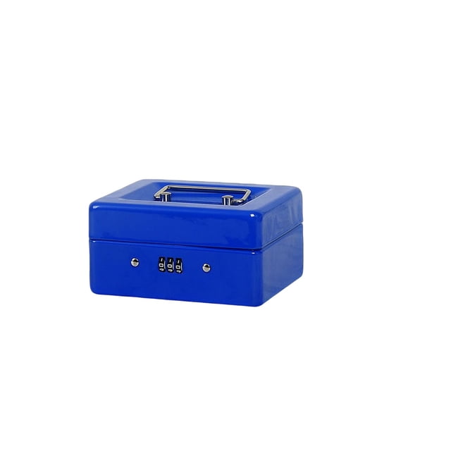 Billuyoard Caja de efectivo Casa Tienda Cerraduras de combinación de metal engrosado Caja fuerte de seguridad de depósito Soportes protectores Almacenamiento y organización del hogar Azul