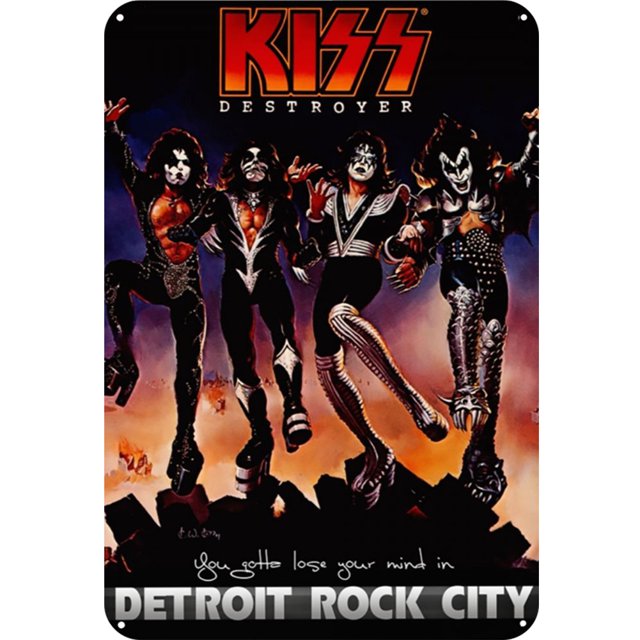 Placa Metal Vintage KISS Band Pintura Hierro Rectangular Del Pared 30x40cm