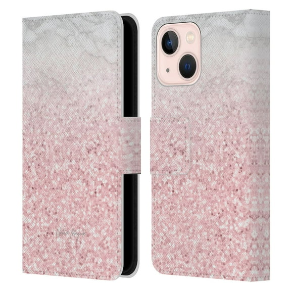 Head Case Designs Officially Licensed Nature Magick Rose Gold Marble Glitter Pink Sparkle 2 Leather Book Wallet Case Cover Compatible with Apple iPhone 13 Mini