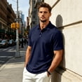 thumbnail image 6 of Men's Quick Dry Tactical Polo Shirt, Lightweight Breathable Performance Polo, Short Sleeve UPF 50+ Outdoor Golf Shirt Navy 2XL, 6 of 9