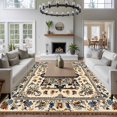 thumbnail image 5 of Vintage Flowers Pattern Washable Area Rug 8 x 10 ft Brown Classical Bohemian Style , Soft Non Slip Rugs Stain Repellent Indoor Felt Carpet for Living Dining Room Bedroom Home Office, 5 of 9