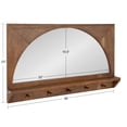 thumbnail image 6 of Kate and Laurel Andover Pub Mirror with Coat Hooks, 36 x 22, Natural Wood, Decorative Wood Wall Mirror with Five Hanging Pegs and Small Display Shelf, 6 of 9