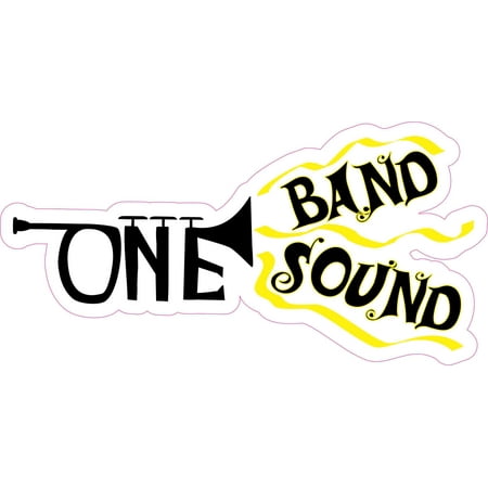 - 8in x 4in Yellow Trumpet One Band One Sound Sticker Marching Music Decal