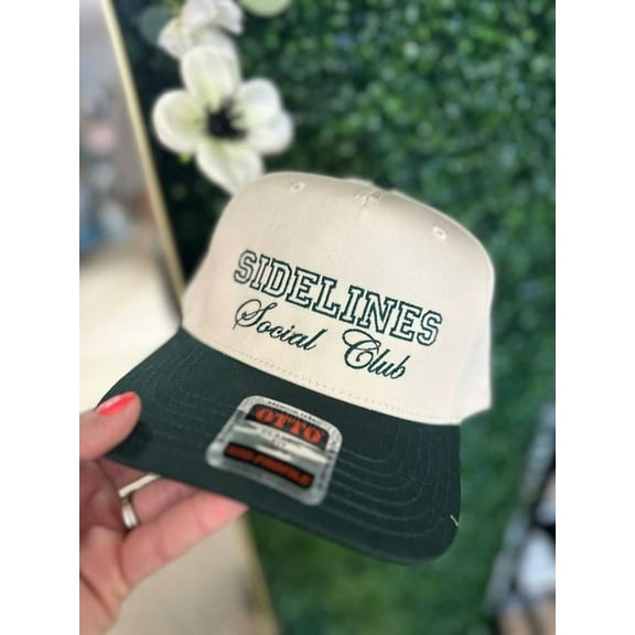 Sideline Social Club Retro Baseball Cap, Bold Embroidery Statement Hat for Game Days, Tailgating, Perfect for Sports Enthusiasts, Outdoor Events, and Fashion-Forward Outfits