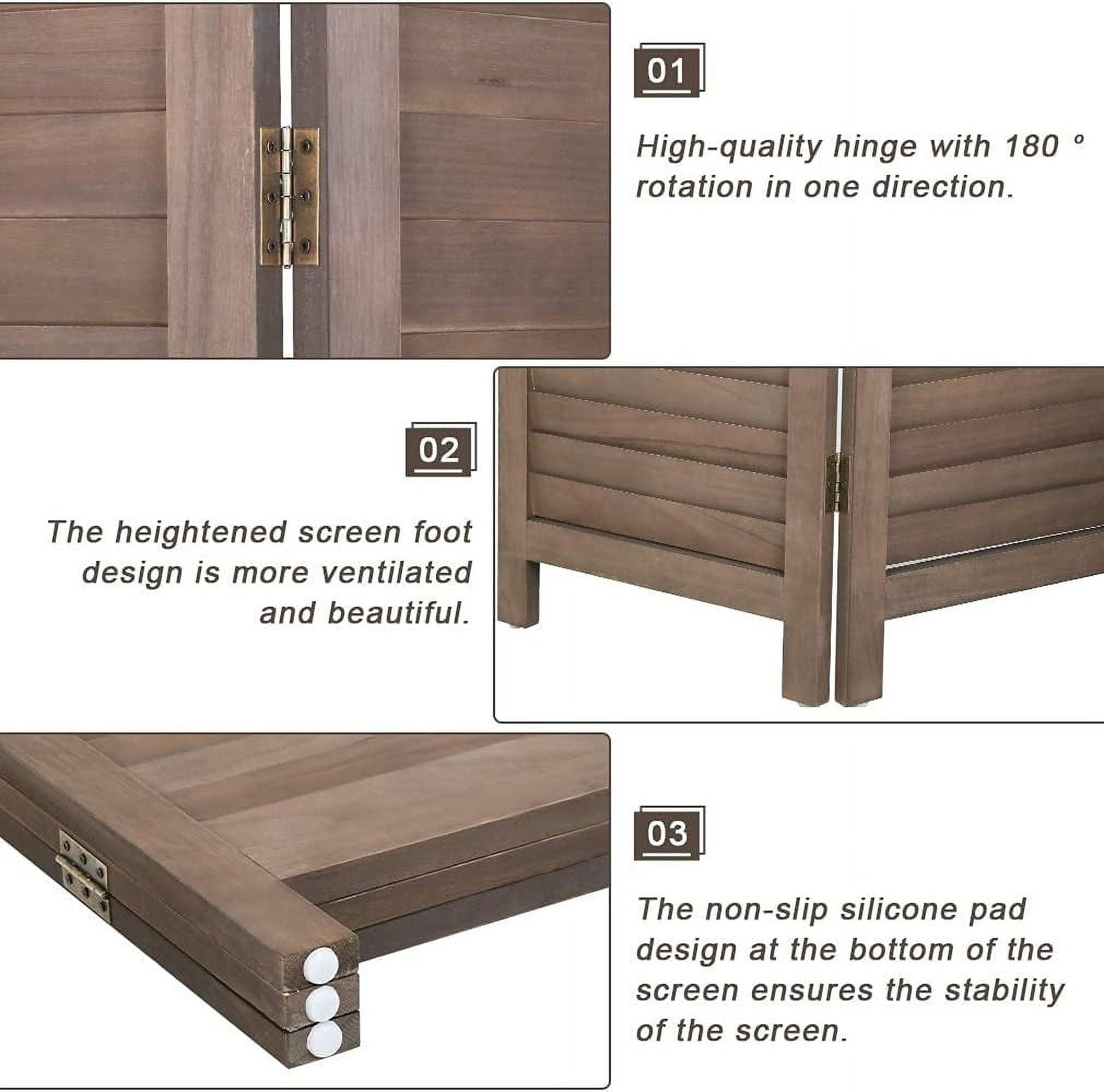 Dkelincs 3 Panel Wood Room Divider 4.3ft Tall Folding Privacy Screen Wall Divider 67"×16" Each Panel Wood Screen, Brown
