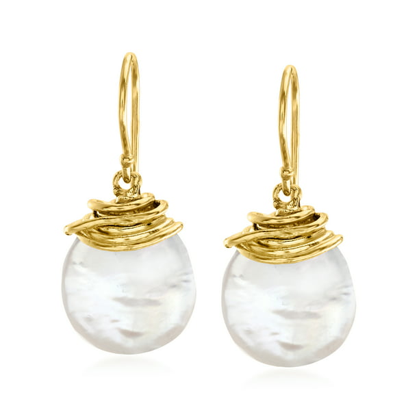 Ross-Simons 12-13mm Cultured Baroque Pearl Drop Earrings in 18kt Gold ...