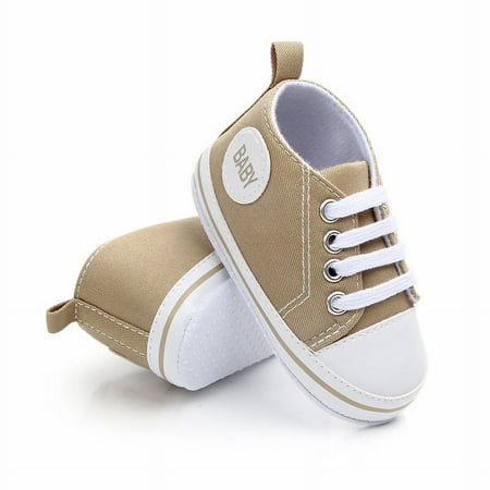 

Franhais Baby Canvas Shoes Soft Sole First Walkers Sneaker Infant Lace-up Anti-slip Flat Shoes