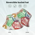 thumbnail image 5 of Gaeub Travel Stamp Printed Double Sided Reflective Bucket Hat Foldable Sun Hat for Camping Hiking Fishing, 5 of 9