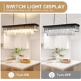 thumbnail image 4 of DingLiLighting 10 Light Black Crystal Chandelier Rectanglar Pendant Light Flush Mount Ceiling Light Fixture Adjustable Height for Living Room Bedroom Dining, E12 Bulbs Included, 4 of 8