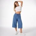 thumbnail image 4 of roswear Women's Capri Jeans Non-Stretch Culottes Pants with Elastic Waist, 4 of 6