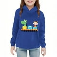 thumbnail image 2 of fnnxnal Little Girls 6T Blue Hoodie, Soft Polyester with Dinosaur & Giraffe on Train Print, Machine Washable, 2 of 5