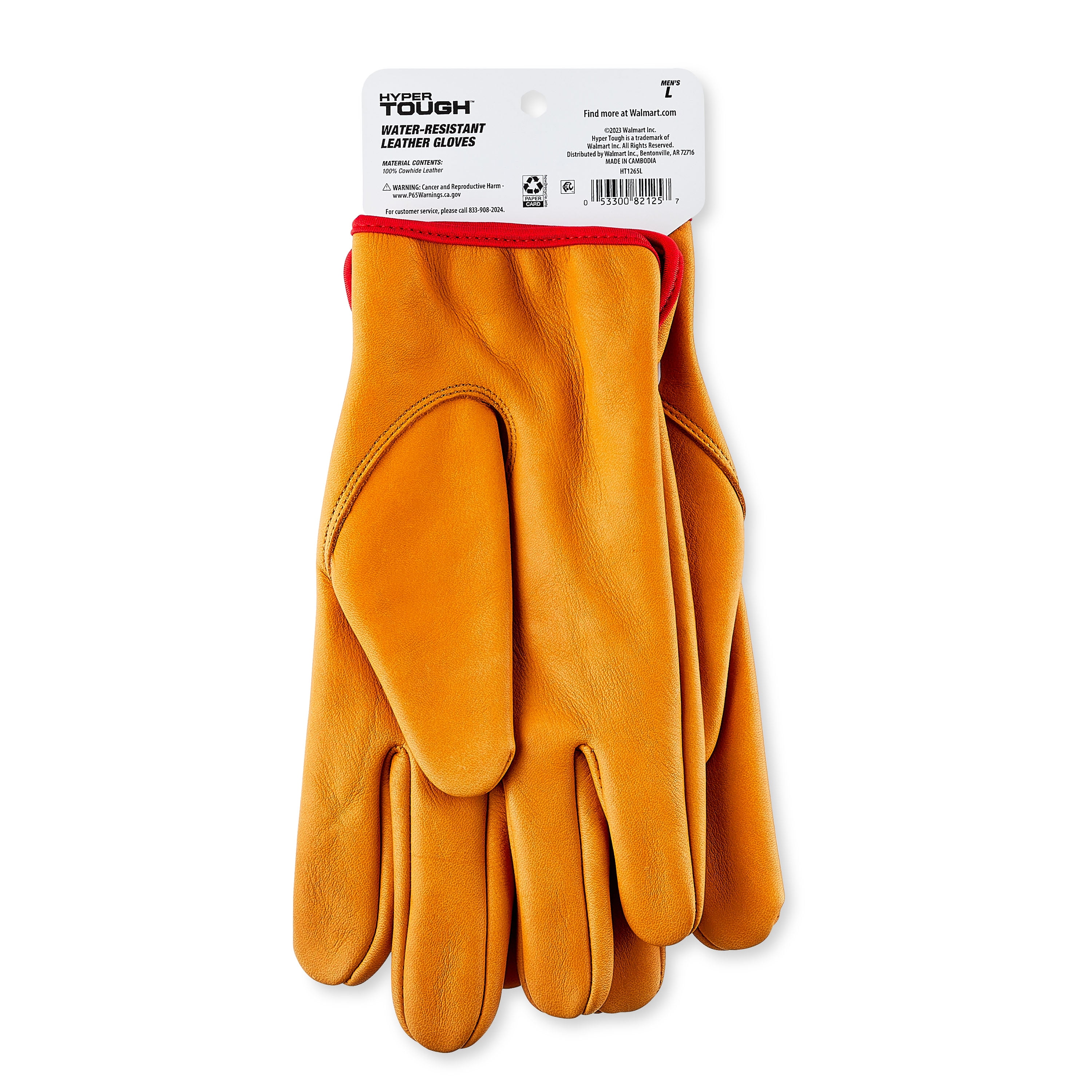Hyper Tough Water Resistant Men s Cowhide Leather Work Gloves Brown Walmart