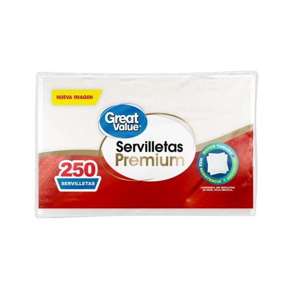 Servilletas Great Value premium 250 pzas