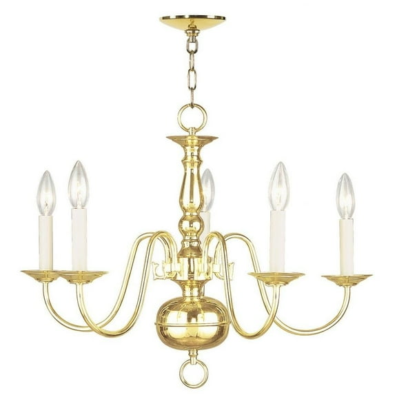 Traditional Five Light Chandelier-Polished Brass Finish Bailey Street Home 218-Bel-732105