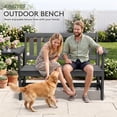 thumbnail image 5 of KINGYES HDPE Outdoor Bench with Integrated Side Tray, 2-Person All-Weather Patio Bench with 660 lbs Capacity, Porch Bench for Backyard, Garden & Park, Gray, 5 of 12