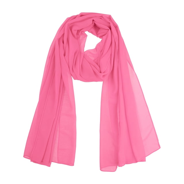 INSPIRAR CHIC Bufanda de Chiffon Sólido para Mujeres Ligera Suave Sheer Larga Envoltura para la Cabeza Chal Bufandas Rosa 68.9x27.6 pulgadas