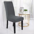 thumbnail image 2 of PiccoCasa Plush Stretch Velvet Removable Chair Cover, M, Dark Gray, 2pcs, 2 of 8