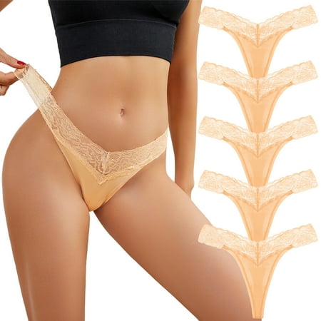 

Underwear For Women Underpants Sexy Bikini Solid Knickers Christmas 5 Pieces Lace Panties For Women