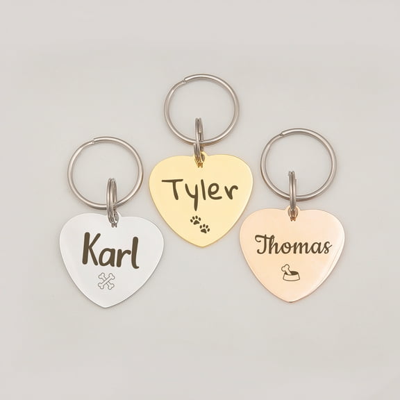 Anavia Stainless Steel Metal Heart Name - Icon Birthday Holiday Christmas Engraved Dog ID Tag, Rose Gold
