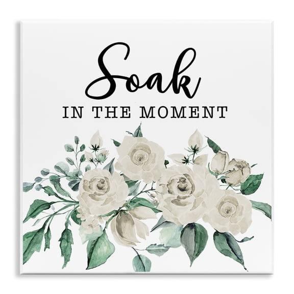 Stupell Industries Soak The Moment Florals Bath & Laundry Painting Unframed Art Print Wall Art, 12 x 12