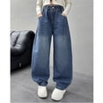thumbnail image 3 of Girls Casual Denim Wide Leg Pants with Double Patch Pockets and Contrast Stitching Details Tween Kids Summer Soft Comfy Cute Teen Basic Pants, 3 of 8