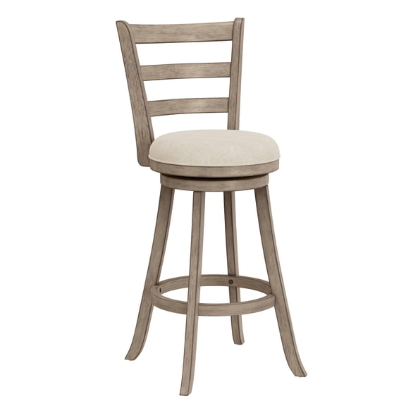 Hillsdale Laymon Gray Brown Swivel Bar Stool with Ladder Back and Beige