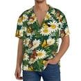 Zufioo Sunflowers And Butterflies Print Mens Button Down Short Sleeve
