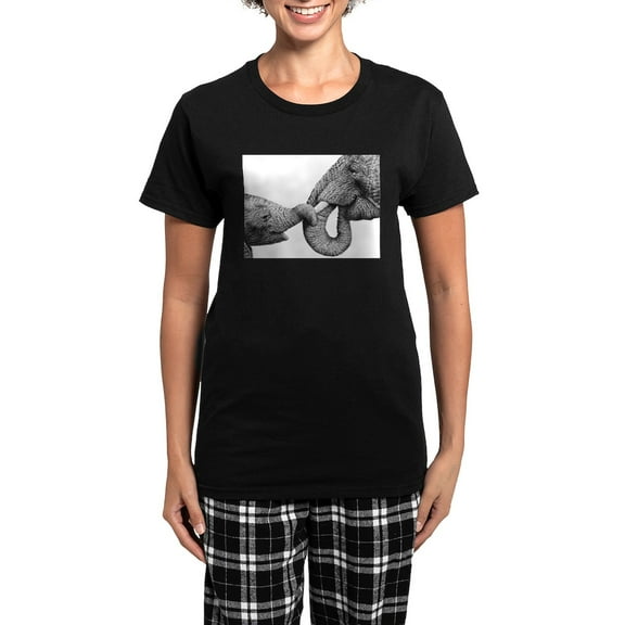 CafePress - African Elephants And Calf Women's Dark Pajamas - Women's Short Sleeve Print T-Shirt and Pants Dark Cotton Pajama Set