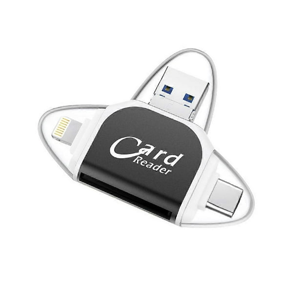 4-in-1 SD/TF Card Reader Micro SD USB 2.0 OTG Adapter For iPhone