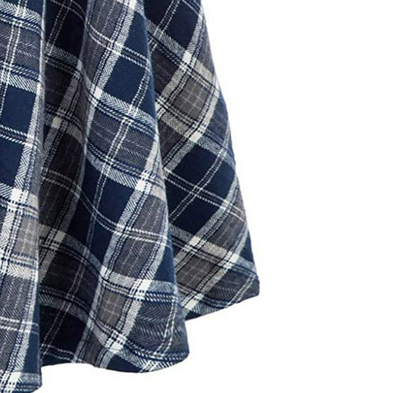 High waisted plaid skirt knee cheap length