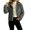 Gray, variant on Womens Winter Warm Fleece Cropped Coats Teddy Thick Casual Hooded Loose Fit Button Down Outwear Pink L