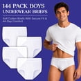 thumbnail image 3 of SOCKS'NBULK 144 Pack Boys Cotton Underwear Briefs, White Color Underpants for Children, Bulk Brief Wholesale Donation Homeless Charity Packs, Size (Small), 3 of 6