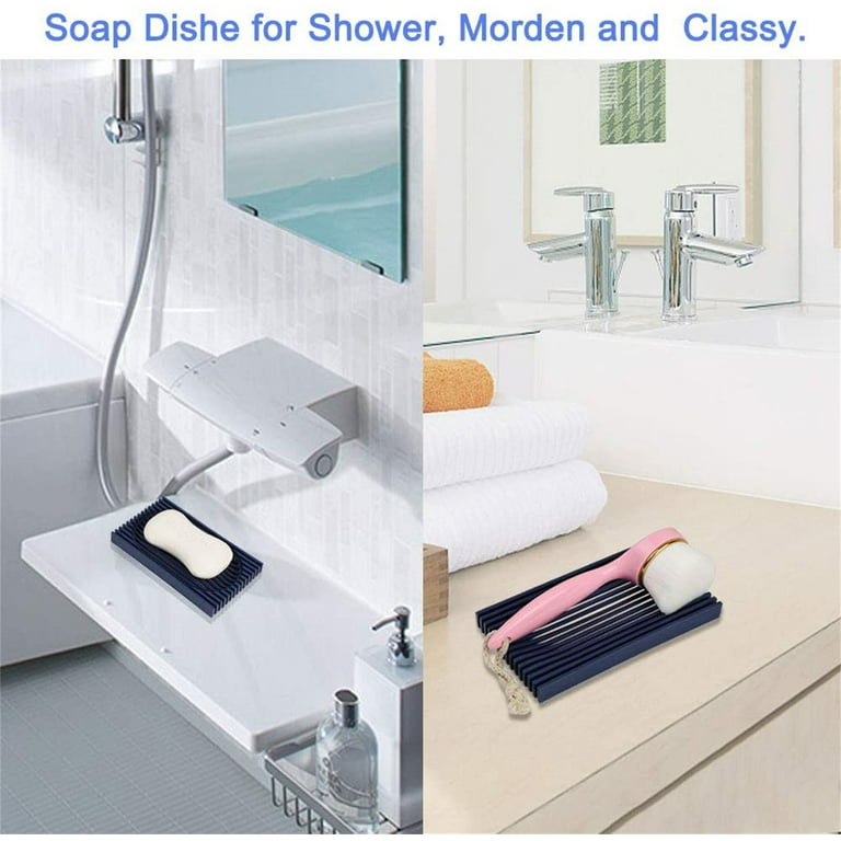 2Pcs Shower Soap Dish, Draining Bar Soap Holder for Shower, Modern