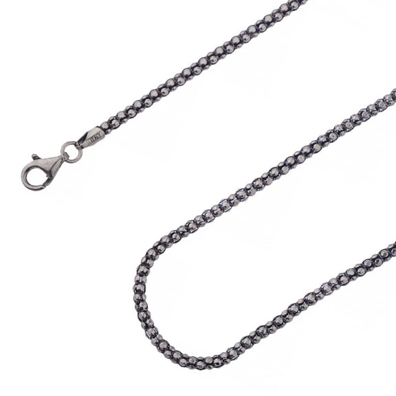 925 Sterling Silver, Popcorn Coreana Oxidized Chain 4.5mm Necklace - Hypoallergenic and Tarnish Resistant - By Oliver & Navy