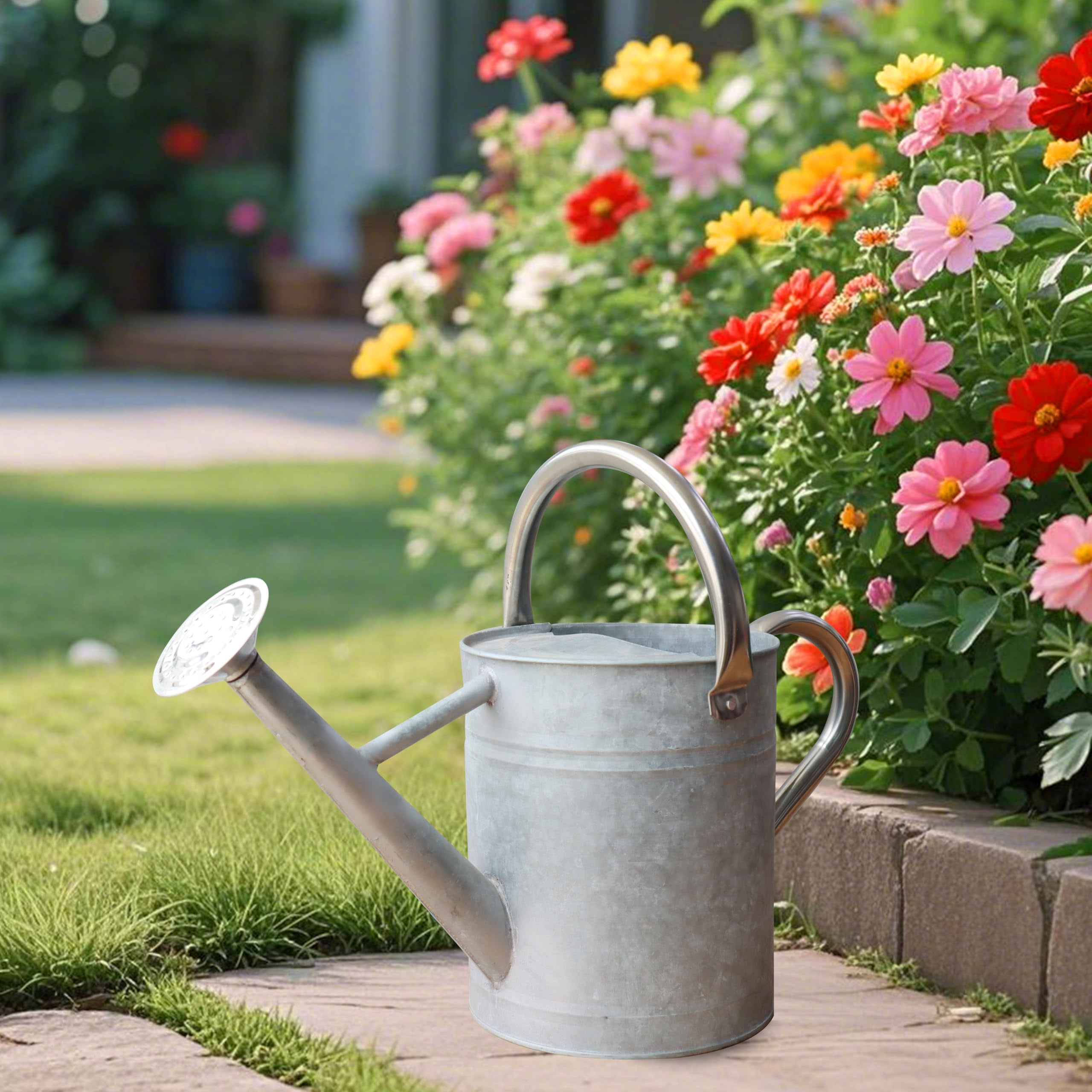 Metal Watering Can for Outdoor and Indoor Plants, Watering Can Decor, 1 Gallon - 004 ZINC STAINLESS STEEL HANDLE