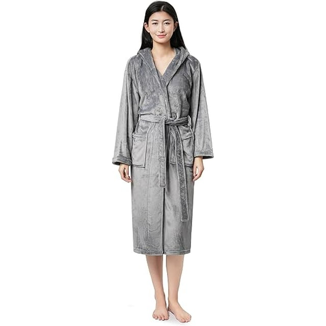 Sunny Forrest Misty Morning Hooded Robe for men/women - Grey (CA/US, Alpha, XX-Large, 3X-Large, Regular, Regular, Light Grey)
