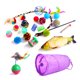 thumbnail image 1 of Hugtrwg Juego 23 Uds. Palos Plumas Bolas Pescado Menta para Ratones Falsos Túnel Cueva Juguete para Gatos, 1 of 9