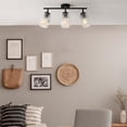 thumbnail image 3 of 3-Light Matte Black Track Lighting with Ribbed Glass Shades and Pivoting Track Heads, 3 of 8