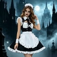 thumbnail image 4 of Rggeeun Halloween for Women Renaissance Women Gothic Dress Corset Dress Fly Sleeve Lapel Collar Ruffle Bow Dress Evening Party Classic,Black,2Xl, 4 of 7