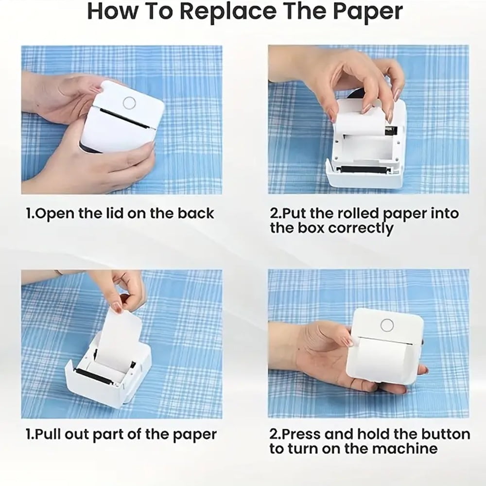 Mini Printer, Inkless Sticker Maker, Free Cut Small Pocket Printer, Portable Thermal Printer ,Fast-Drying Ink with Crisp Output