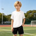 thumbnail image 2 of TGPMGRZ Boys Rash Guard Short Sleeve UV Protection Kids Athletic T-Shirts Youth SPF Surfing White 4-5 Years, 2 of 10