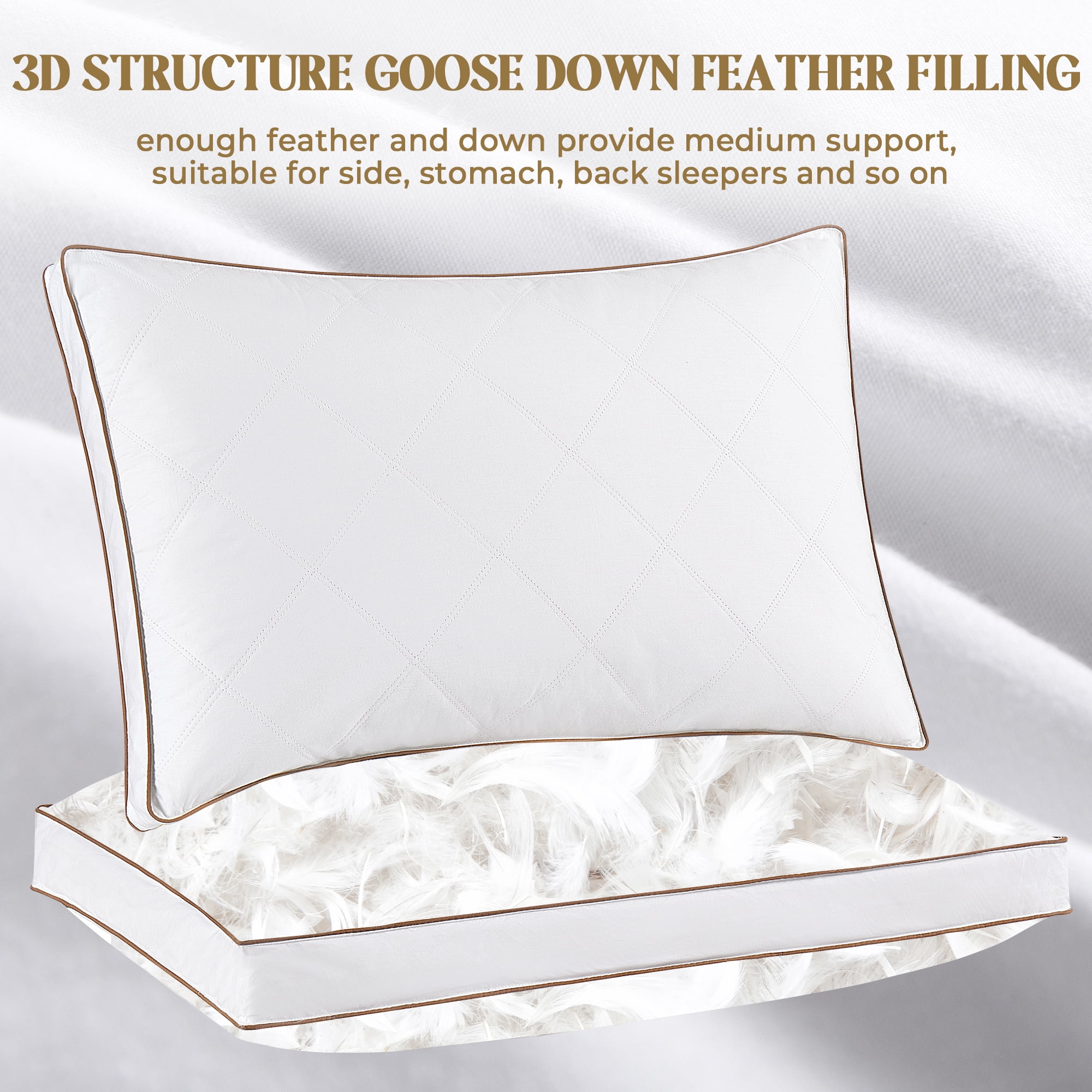 Bundle of (2) King Goose Down Pillow Hotel Collection retailer for @Everendearing