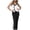 Black, variant on Womens Vest and Wide Leg Pants Set - Solid Color, Elastic Waist, Casual Elegant Style, Cotton Blends Polyester for Spring/Summer