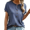 thumbnail image 1 of Cathalem Hauts d'Été Mode pour Femmes Tunique à Manches Courtes - T-Shirt Col Rond Blouses, Bleu TTG, 1 of 4