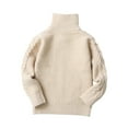 thumbnail image 4 of KAUOD Girls Full Zipper Crew Neck Sweater Ribbed Knit Thermal Stretchy Jackets Kids Winter Plain Long Sleeve Tops Clothes, 4 of 9