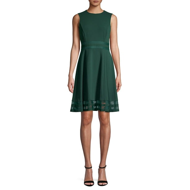 Calvin Klein - CALVIN KLEIN Womens Green Sleeveless Jewel Neck Above ...