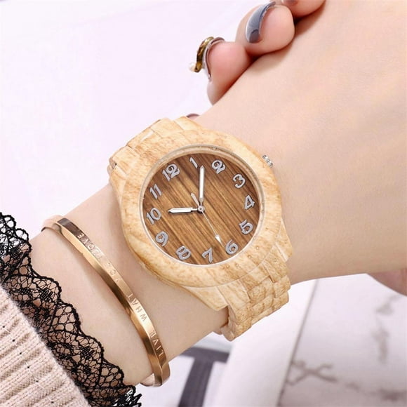 Watch Men's Watch Quartz High End Wood Grain Grain Fashion Digital Wood Men's Watch Womens Android Smart Watch