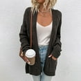 thumbnail image 1 of Tralilbee Women's Long Sleeve Cardigan Twist Cardigan Mid-length Twisted Rope Cardigan Sweater, 1 of 2