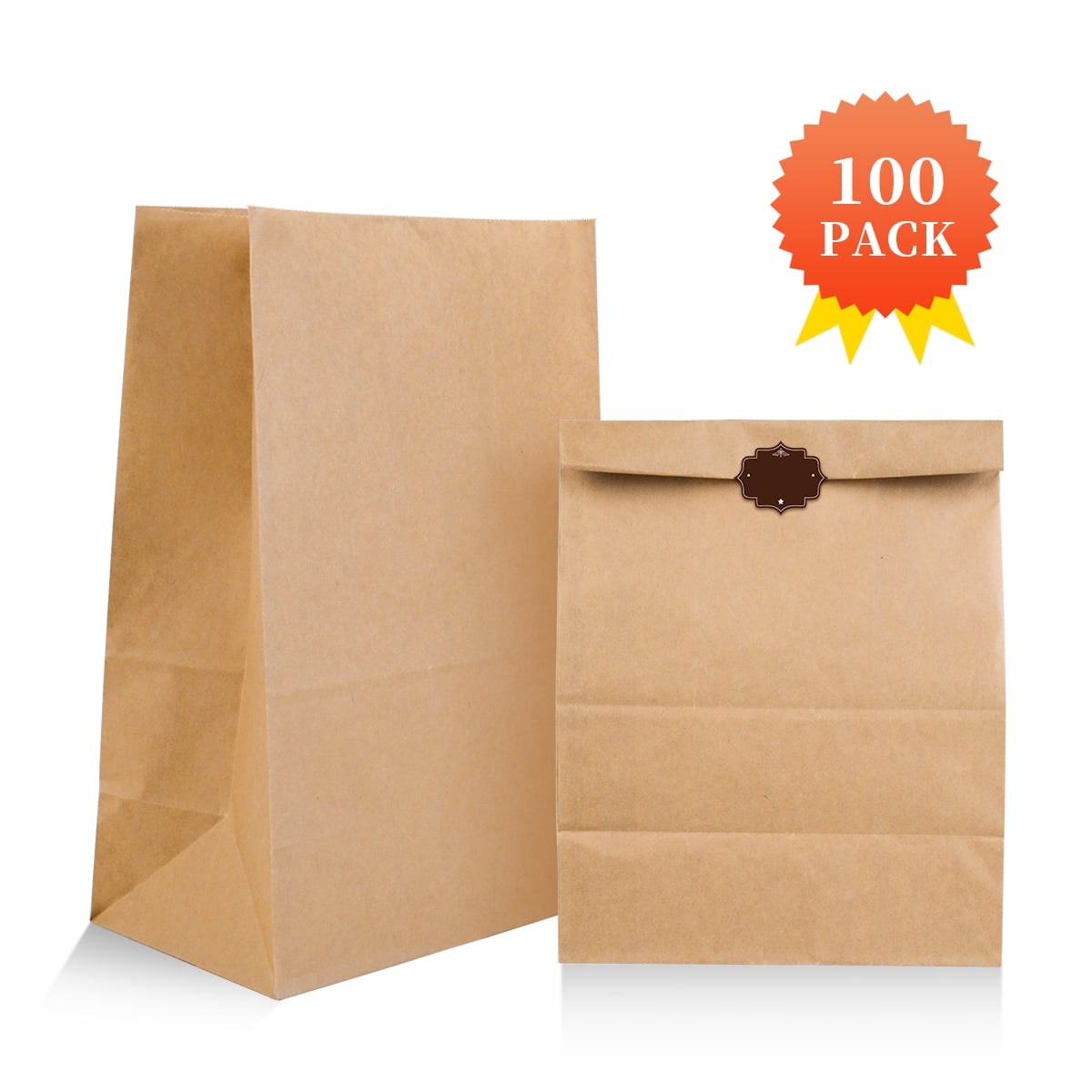 100-14" x 18" Brown Kraft Flat Strung Paper Bags Food Sandwich Grocery Bag 
